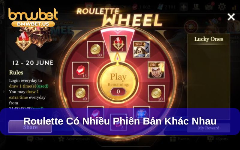 Roulette có nhiều phiên bản chơi hấp dẫn